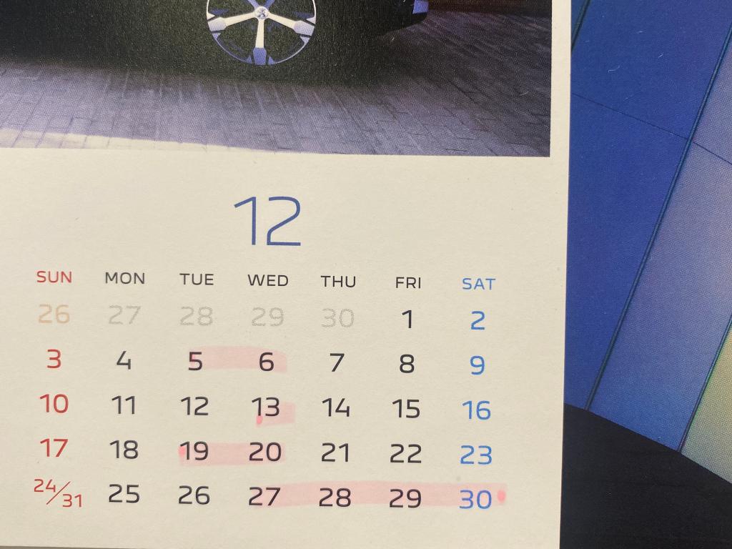 年末年始の定休日のお知らせです