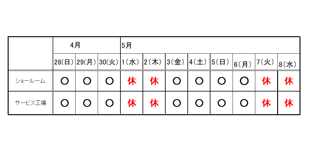 GW営業日のご案内